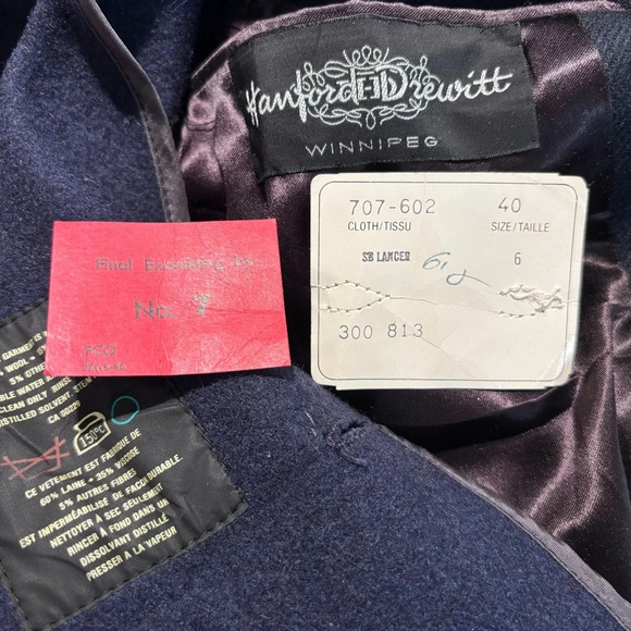 AQUASCUTUM Sz 40 Wool Removable Lining Herringbone Shoulder Pads Mid-Length Coat - Picture 14 of 16